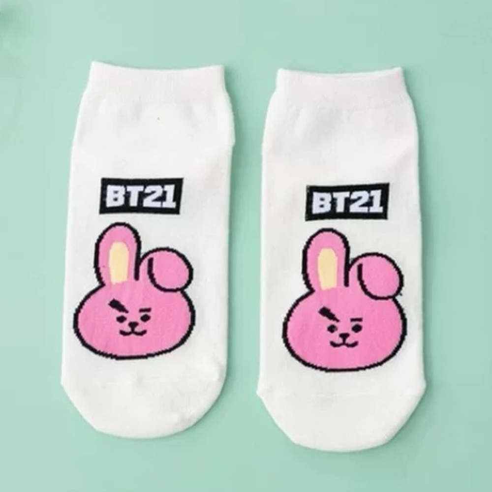 BT21 White and Pink Character Socks